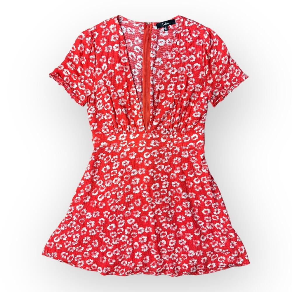 Lulus Garden Explorer Red Floral Print Mini‎ Dress Size M